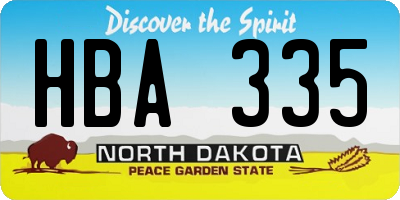 ND license plate HBA335