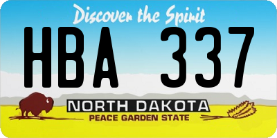 ND license plate HBA337