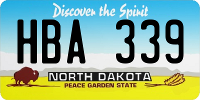 ND license plate HBA339