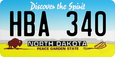 ND license plate HBA340