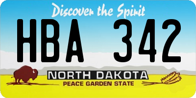 ND license plate HBA342