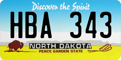 ND license plate HBA343