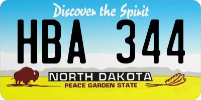 ND license plate HBA344