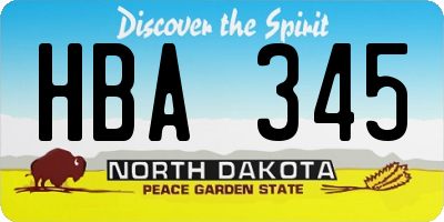 ND license plate HBA345