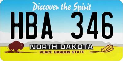 ND license plate HBA346