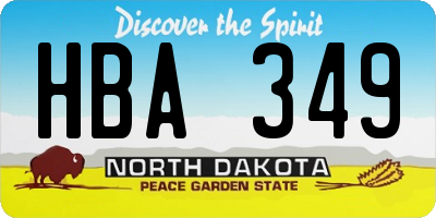 ND license plate HBA349