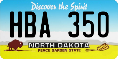 ND license plate HBA350