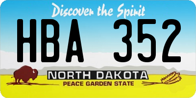ND license plate HBA352