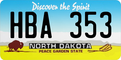 ND license plate HBA353