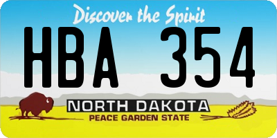 ND license plate HBA354