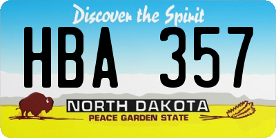 ND license plate HBA357