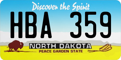 ND license plate HBA359