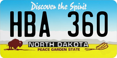 ND license plate HBA360