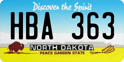 ND license plate HBA363