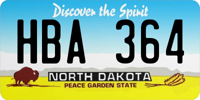 ND license plate HBA364