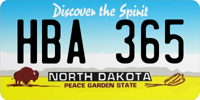 ND license plate HBA365