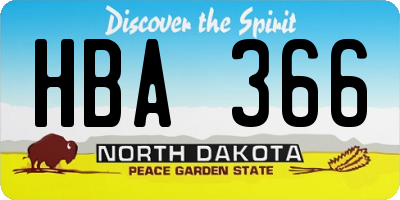 ND license plate HBA366