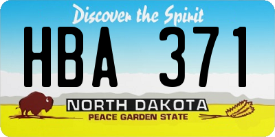ND license plate HBA371