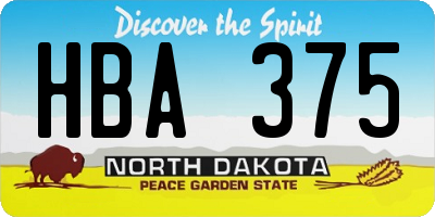 ND license plate HBA375