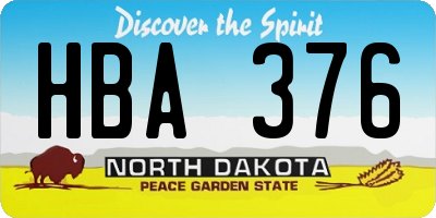 ND license plate HBA376