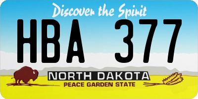 ND license plate HBA377