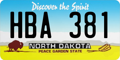 ND license plate HBA381