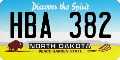 ND license plate HBA382