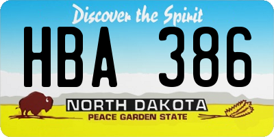 ND license plate HBA386