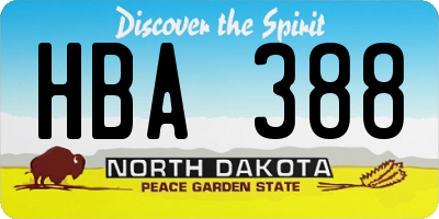 ND license plate HBA388