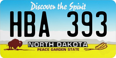 ND license plate HBA393