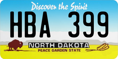 ND license plate HBA399