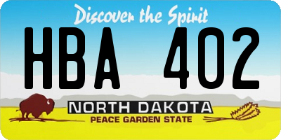 ND license plate HBA402