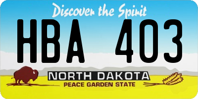 ND license plate HBA403