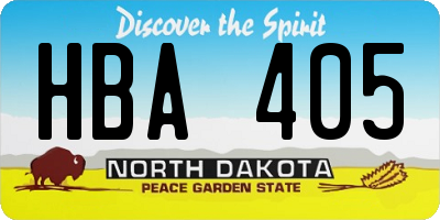 ND license plate HBA405