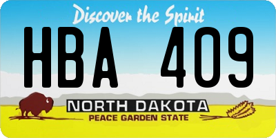 ND license plate HBA409