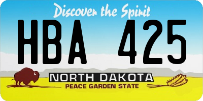 ND license plate HBA425