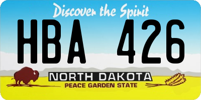 ND license plate HBA426