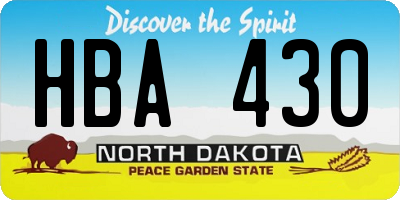 ND license plate HBA430