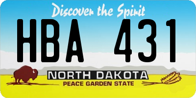 ND license plate HBA431
