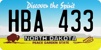 ND license plate HBA433