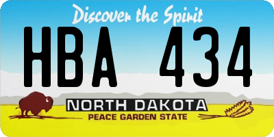 ND license plate HBA434