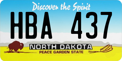 ND license plate HBA437