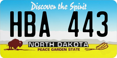 ND license plate HBA443