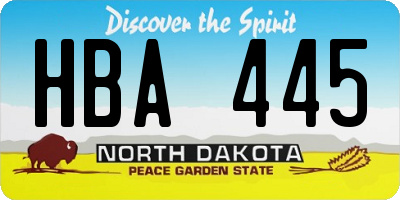ND license plate HBA445