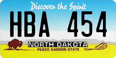 ND license plate HBA454