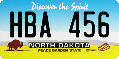 ND license plate HBA456