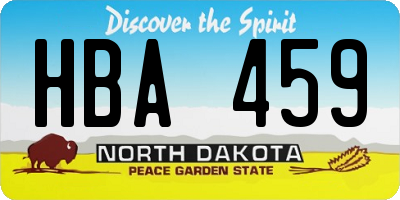 ND license plate HBA459