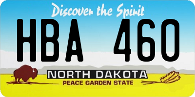 ND license plate HBA460