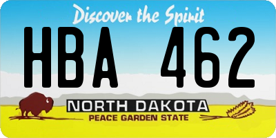 ND license plate HBA462