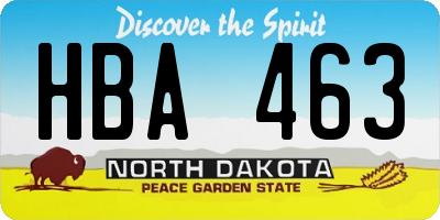ND license plate HBA463